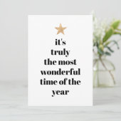 Eenvoudige boomvorm zwart & wit gouden ster citaat feestdagenkaart (Staand voorkant)