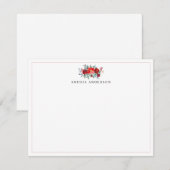 Eenvoudige bordeauxrode hulstbessen bladeren Kerst Notitiekaartje (Voorkant / Achterkant)