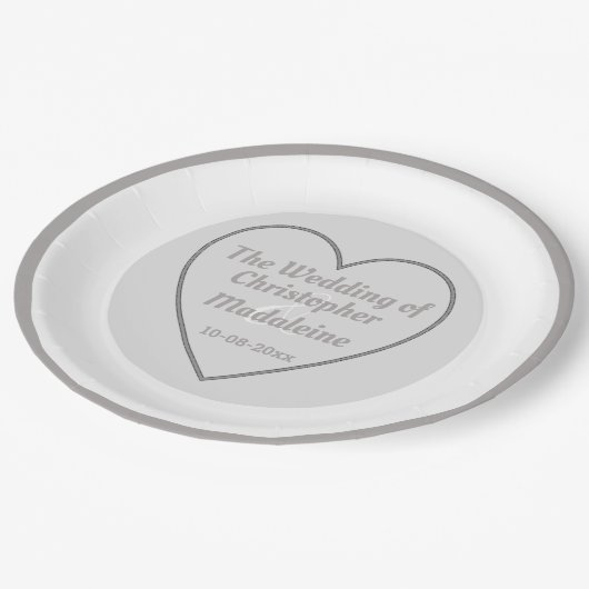 Eenvoudige Borden van zilver, grijs en witbruispap Papieren Bordje (Gekanteld)