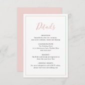 Eenvoudige Border Blush Roze Elegant Bruiloft Informatiekaartje (Voorkant / Achterkant)