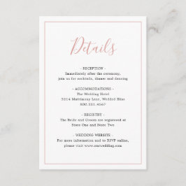 Eenvoudige Border Blush Roze Elegant Bruiloft Informatiekaartje