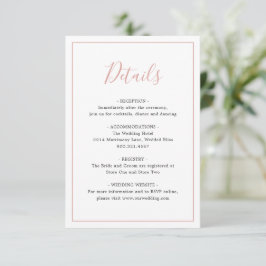 Eenvoudige Border Blush Roze Elegant Bruiloft Informatiekaartje