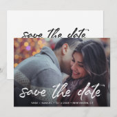 Eenvoudige Borstel Script Foto Moderne Bruiloft Save The Date (Voorkant / Achterkant)