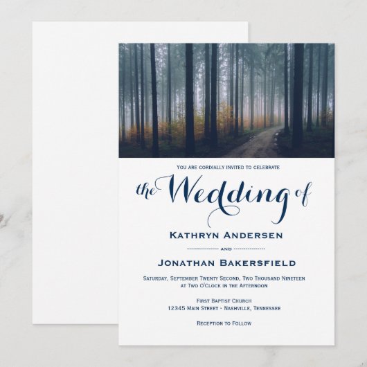 Eenvoudige Bos Fall Wedding Uitnodigingen (Voorkant / Achterkant)