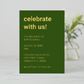 Eenvoudige bos groene bruiloft Folie uitnodiging (Staand Voorkant)