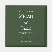 Eenvoudige Bos Groene & Witte Bruiloft Bewaar onze Magneet (Voorkant)