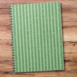 Eenvoudige bosgroene glitterstijl verticale strepe notitieboek
