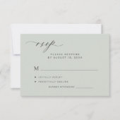 Eenvoudige bossage groene bruiloft RSVP kaart (Voorkant)