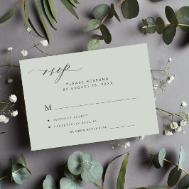 Eenvoudige bossage groene bruiloft RSVP kaart