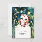 Eenvoudige bosuil verjaardag bedankkaart (Voorkant)