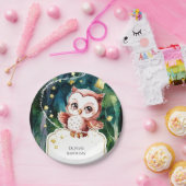 Eenvoudige bosuil verjaardag papieren bordje (Feest)