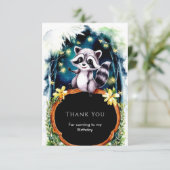 Eenvoudige boswasbeer verjaardag bedankkaart (Staand voorkant)