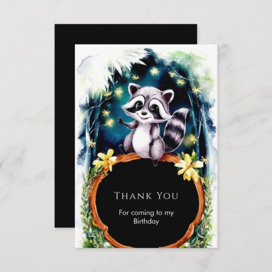 Eenvoudige boswasbeer verjaardag bedankkaart (Voorkant / Achterkant)