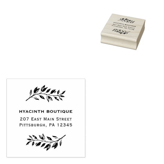 Eenvoudige Botanical met Bedrijfsnaam en Adres Rubberstempel (Gestempeld)