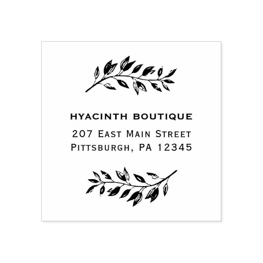 Eenvoudige Botanical met Bedrijfsnaam en Adres Rubberstempel (Afrduk)