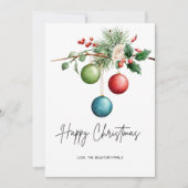 Eenvoudige botanische afbeelding van rustieke pijn feestdagenkaart (Voorkant)