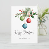 Eenvoudige botanische afbeelding van rustieke pijn feestdagenkaart (Staand voorkant)