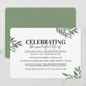 Eenvoudige Botanische Aquarel Herdenkingsuitnodigi Kaart (Voorkant / Achterkant)