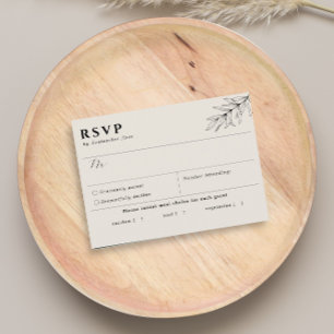 Eenvoudige Botanische Beige Black Meal Choice RSVP Kaartje