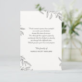 Eenvoudige botanische Bereavement Dank je wel Bedankkaart (Staand voorkant)