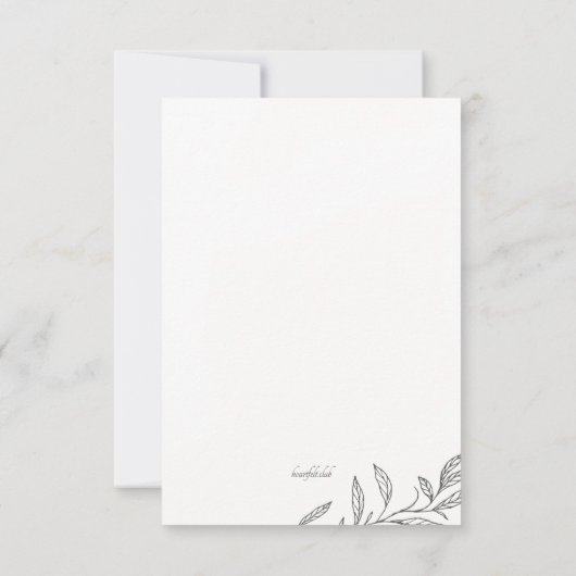 Eenvoudige botanische Bereavement Dank je wel Bedankkaart (Achterkant)