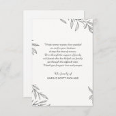 Eenvoudige botanische Bereavement Dank je wel Bedankkaart (Voorkant / Achterkant)