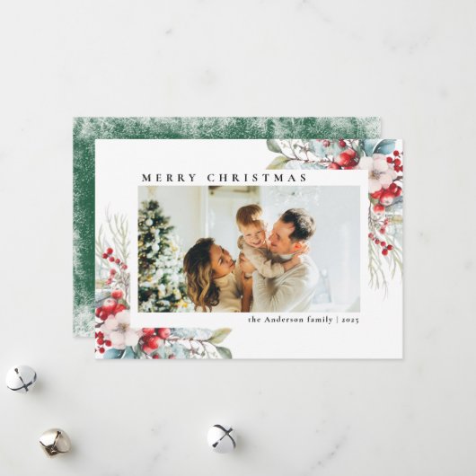 eenvoudige botanische bessen | Foto van Kerstmis Feestdagenkaart (Voorkant / Achterkant in situ)