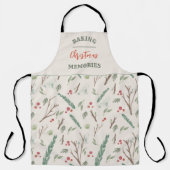 Eenvoudige Botanische bessen Kerstmis Patroon Ivoo Schort (Voorkant)