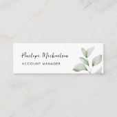 Eenvoudige botanische bladeren met script mini visitekaartje (Voorkant)