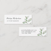 Eenvoudige botanische bladeren met script mini visitekaartje (Voorkant / Achterkant)