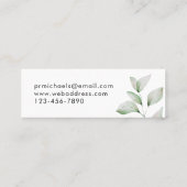 Eenvoudige botanische bladeren met script mini visitekaartje (Achterkant)