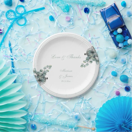 Eenvoudige Botanische Bloemen Liefde en Bedankt br Papieren Bordje (Feest)