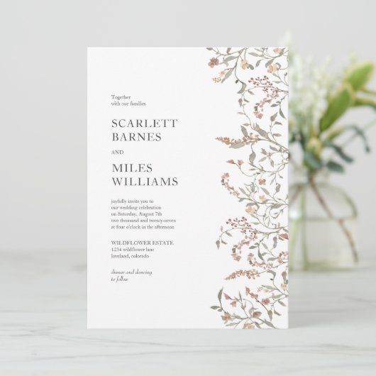 Eenvoudige botanische Boho Wedding Kaart (Staand voorkant)