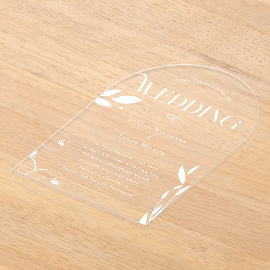 Eenvoudige botanische bruiloft acryl uitnodigingen (Laagn)