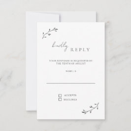 Eenvoudige botanische chique moderne minimale brui RSVP kaartje