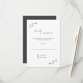 Eenvoudige botanische chique moderne minimale brui RSVP kaartje