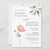 Eenvoudige botanische elegante bloemenbruiloft kaart (Voorkant)