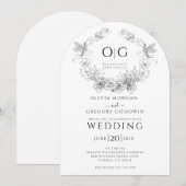 Eenvoudige botanische elegante bloemenkrans monogr kaart (Voorkant / Achterkant)