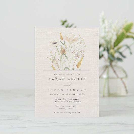 Eenvoudige botanische Floral Wedding Kaart (Staand voorkant)