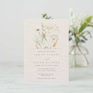 Eenvoudige botanische Floral Wedding Kaart