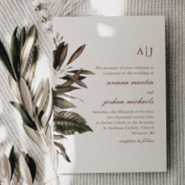 Eenvoudige botanische foto-huwelijksuitnodiging me kaart