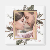 Eenvoudige botanische foto-monogram magneet (Voorkant)