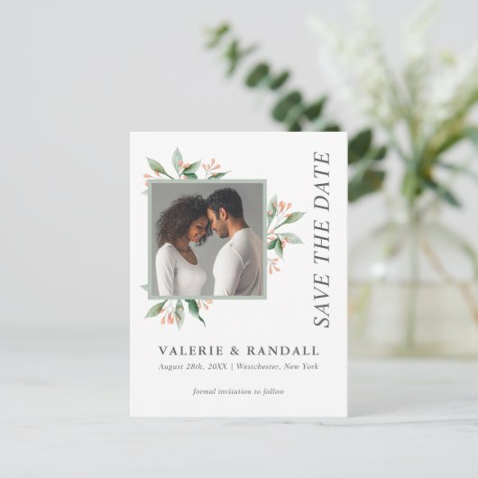 Eenvoudige botanische foto Opslaan datum Briefkaart (Staand voorkant)