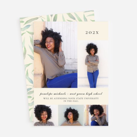 Eenvoudige Botanische Fotocollage Graduation Party Kaart