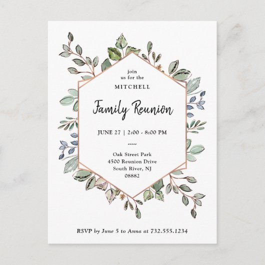 Eenvoudige botanische geometrische | Gezinsherenig Briefkaart (Voorkant)