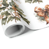 Eenvoudige botanische groene krans en gouden kerst cadeaupapier (Rol Hoek)