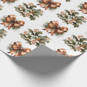 Eenvoudige botanische groene krans en gouden kerst cadeaupapier (Hoek)