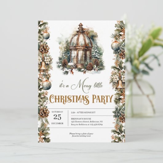 Eenvoudige botanische groene krans en gouden lanta kaart (Staand voorkant)