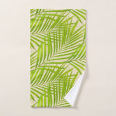 Eenvoudige botanische groene palmbladeren op beige bad handdoek (Handdoek)
