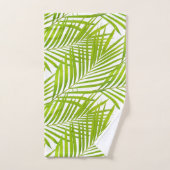 Eenvoudige botanische groene palmbladeren op wit bad handdoek (Handdoek)